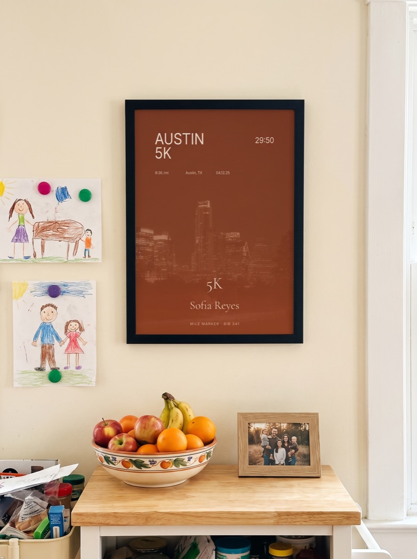 5K print framed on a family kitchen wall